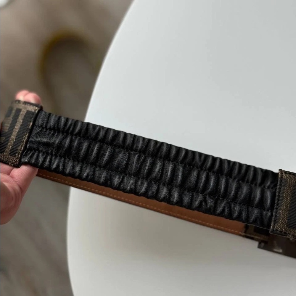 Fendi Black and Brown Belt with Elastic Panel - Picture 6 of 13